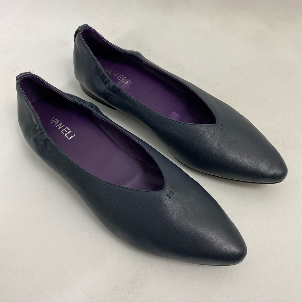 VANELI Blue Leather Ballet Flat Slip On Women Shoes 10 M Casual Dress - Picture 3 of 12